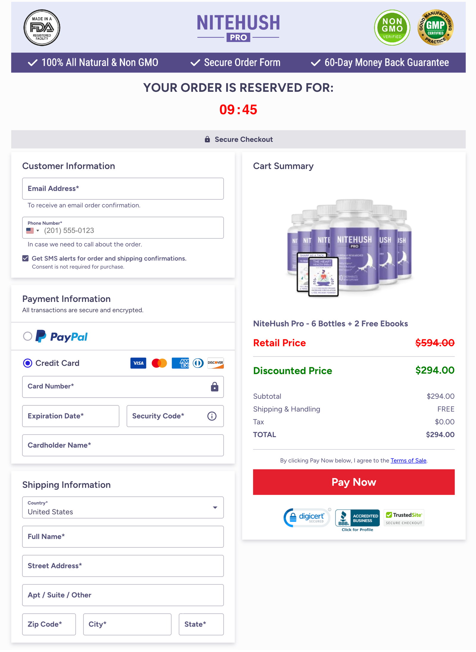 NiteHush Pro Official Website Secure Order Page